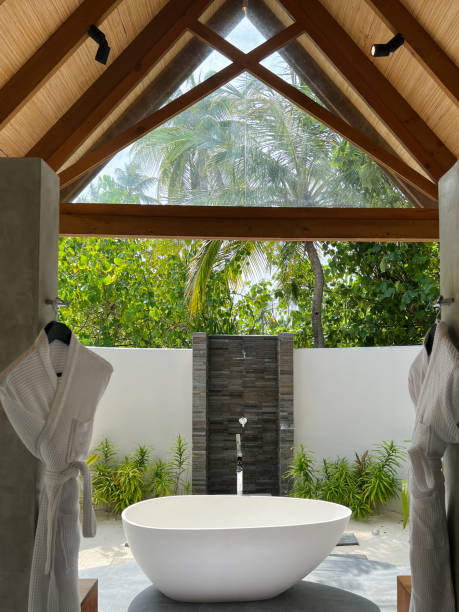 istock Open shower bathroom at a luxury resort 1423961110