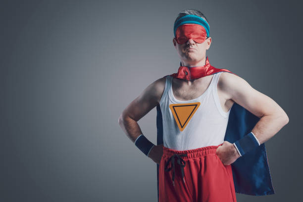 istock Funny superhero wearing a sleep mask 1423961379