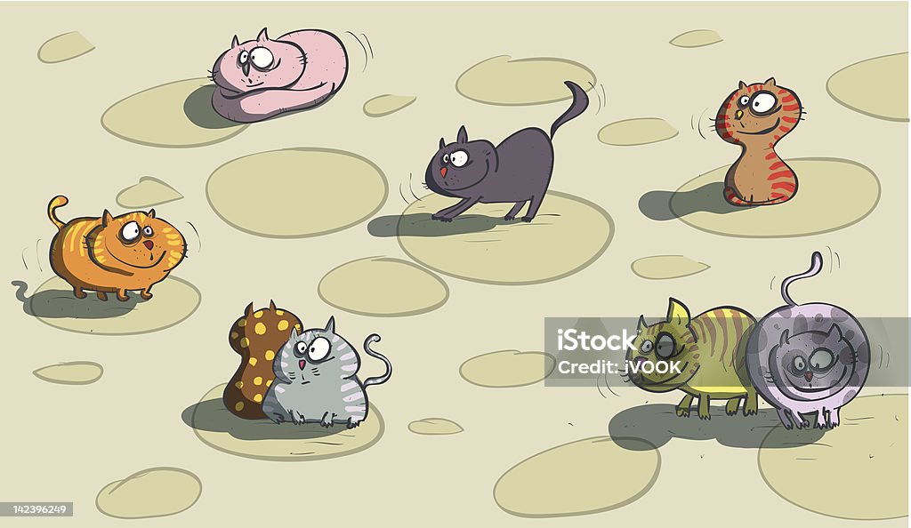 Vari gatti giocano - arte vettoriale royalty-free di Animale