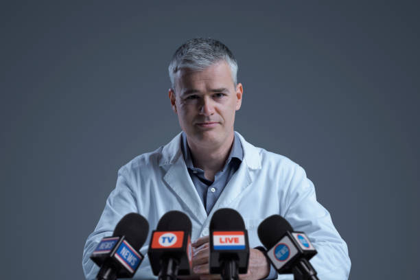 istock Medical scientist interviewed by the media 1423963691