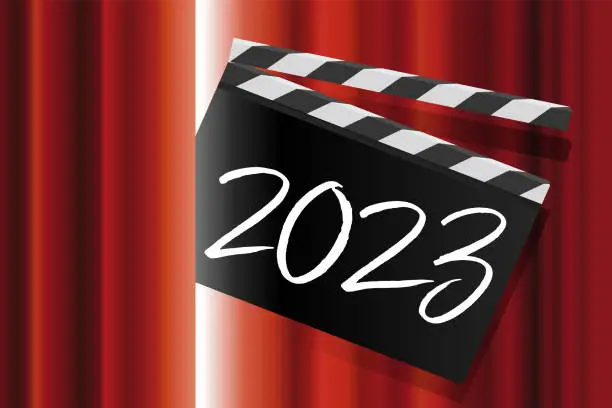 Vector illustration of 2023 greeting card for cinema and entertainment.
