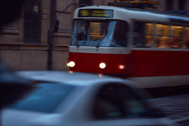 Tram public transportation in Praha, Czech republic.