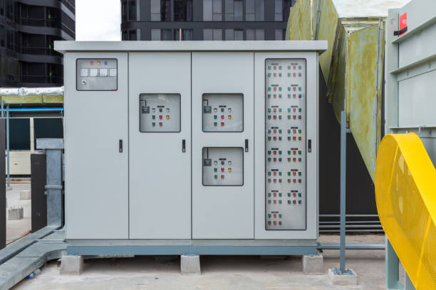 istock Transformer cabinet, Outdoor electric control box. Power supply boards 1423974304