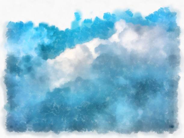 istock sky and clouds watercolor style illustration impressionist painting. 1423975260