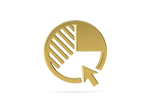 Golden 3d chart icon isolated on white background - 3D render