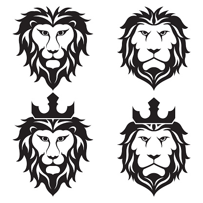 Lion head vector set