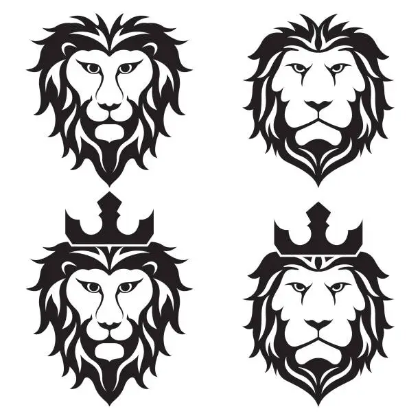 Vector illustration of Lion head vector set