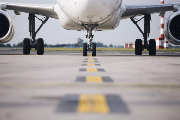 Front view of airplane at airport