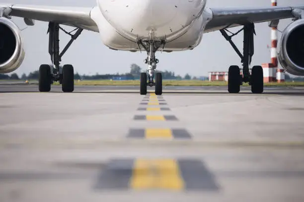 Photo of Front view of airplane at airport