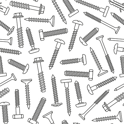 Fastenre Patterns Fasteners And Screws Seamless Pattern On White Background Vector Stock ...