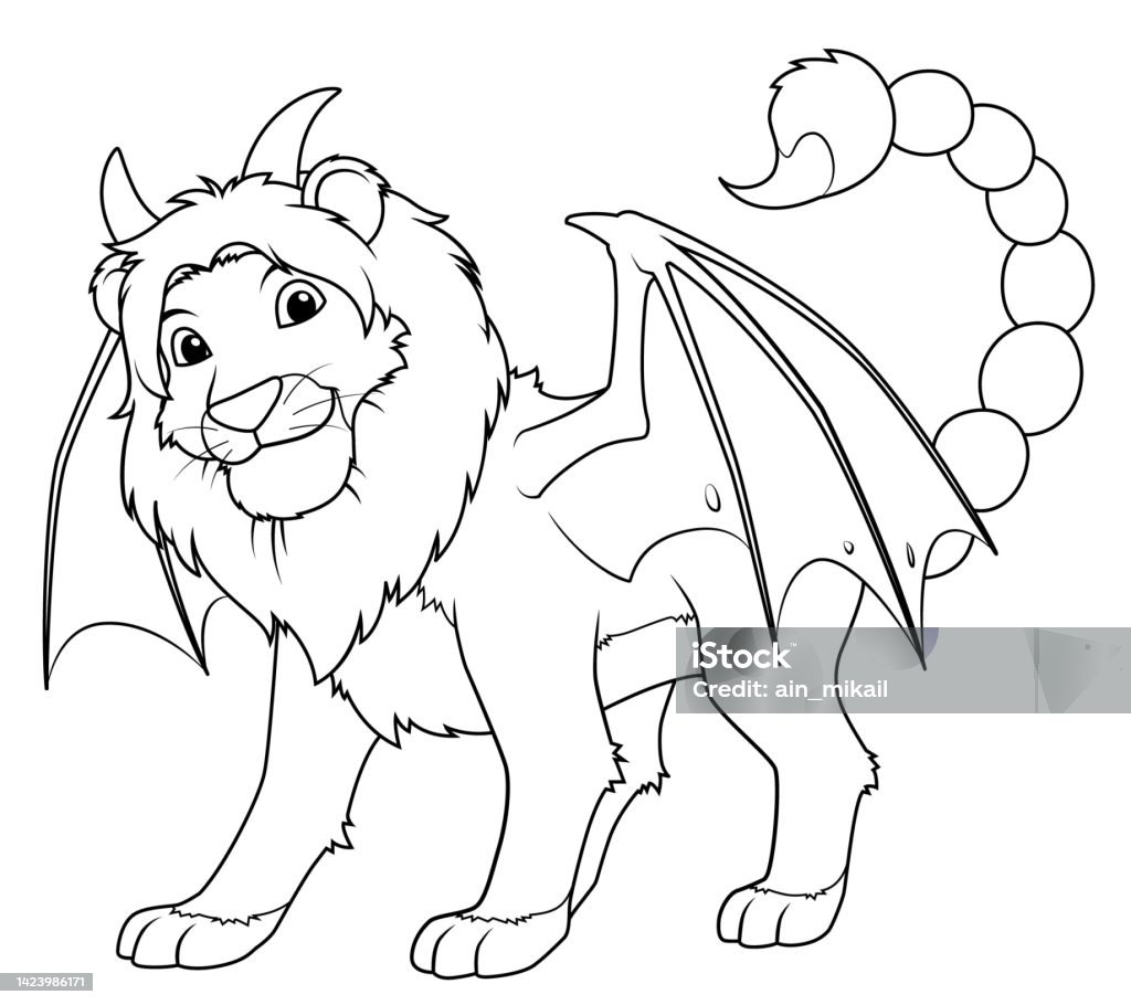 Manticore Vector Manticore Cartoon Illustration Bw Stock Illustration - Download Image ...