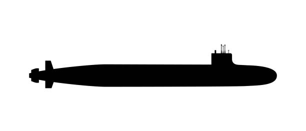 istock Submarine black silhouette isolated on a white background. Nuclear attack submarine 1423986179