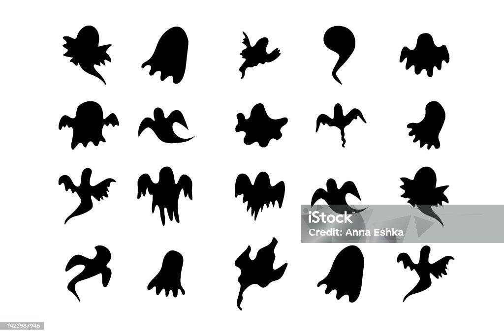 Ghost Shadow Vector Monochrome Ghost Apparition Spook Horror Set Ghost Shadow Funny Ghost ...