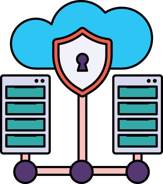 ilustrações de stock, clip art, desenhos animados e ícones de striping or mirroring raid concept , redundant array of independent disks vector icon design, cloud processing symbol, computing services sign, web services and data center stock illustration - raid array