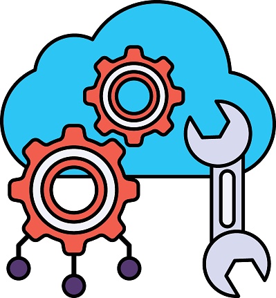 configuration management Concept, Remote Data Settings Vector Icon Design, Cloud Processing Symbol, Computing Services Sign, Web Services and Data Center stock illustration