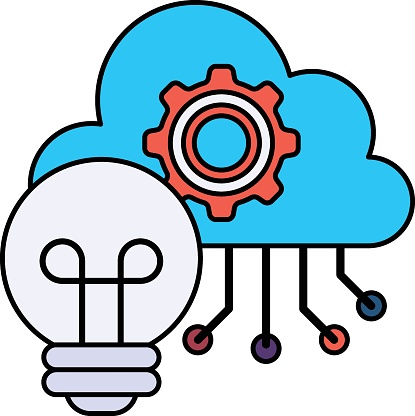 end-to-end innovation management Concept, innovation enabler Vector Icon Design, Cloud Processing Symbol, Computing Services Sign, Web Services and Data Center stock illustration