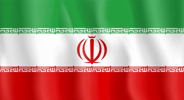 istock Waving Iranian Flag. Realistic silk textured national flag of Iran. Waving style. Vector illustration. 1423996490