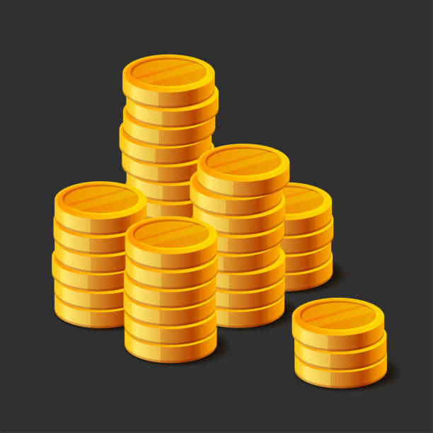istock Gold Coins Money in Pile on Dark Background. Vector 1423997293