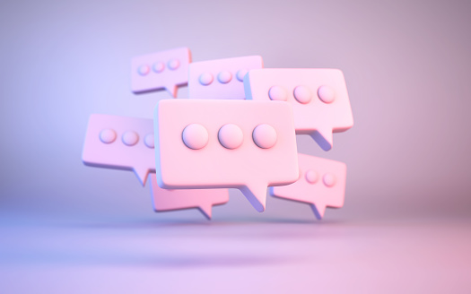 3d render Social Media Chat icon Pastel Soft (Close-up)