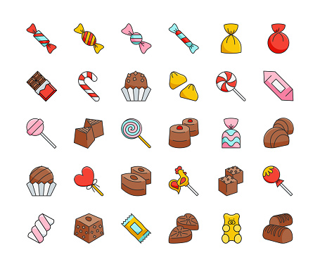 Sweets & Candy Icons. Editable Stroke.