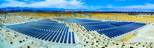 Palm Springs, California Solar Panels & Wind Turbines stock photo
