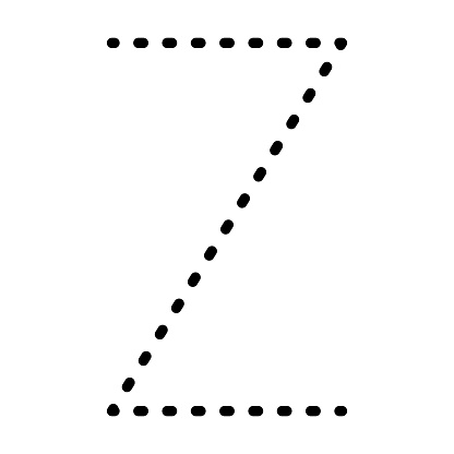 Tracing Alphabet Letter Z Prewriting Dotted Line Element For