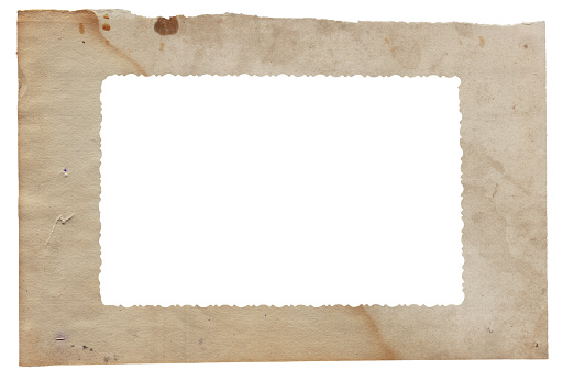 White frame with Old vintage rough torn paper texture isolated