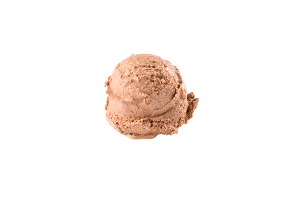 istock Delicious cappuccino ice cream scoop, isolated on white 1424010889