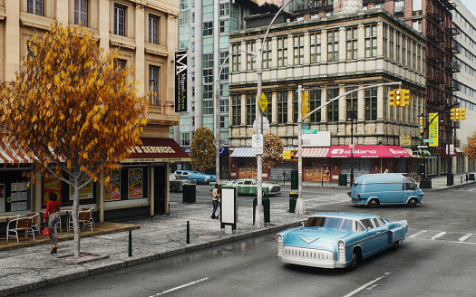 Seattle, USA - May 6th, 2023: A Low Rider car club on Pike Street on Capitol Hill late in the evening.