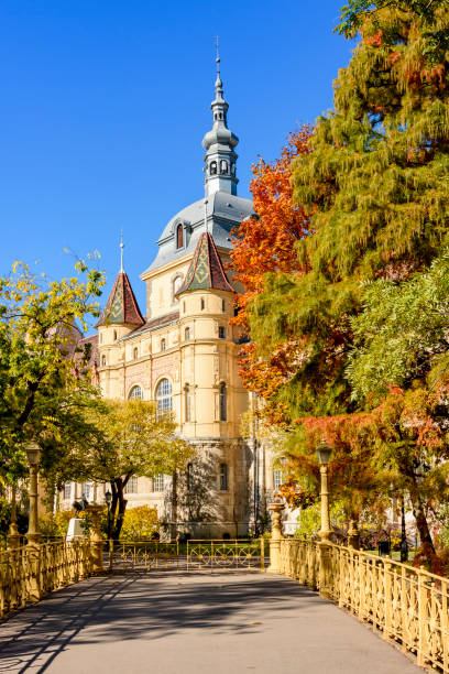 Budapest, Hungary - October 2021: Vajdahunyad castle in autumn