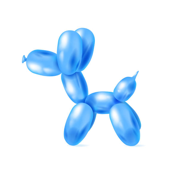 tierballon bunte blaue hundepudel illustration isoliert auf weißem hintergrund - balloon twisted shape animal stock-grafiken, -clipart, -cartoons und -symbole