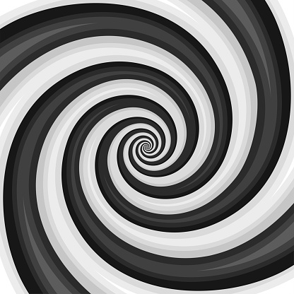 Black and White Hypnotic Spiral Background. Vector Illustration