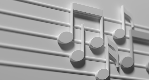 Musical notes on plain background
