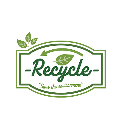Recycling Eco environment label on a transparent background (you can place these over any color background)