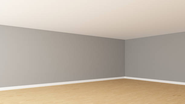 istock Corner of the Empty Interior with a Light Grey Wall, White Ceiling 1424026286