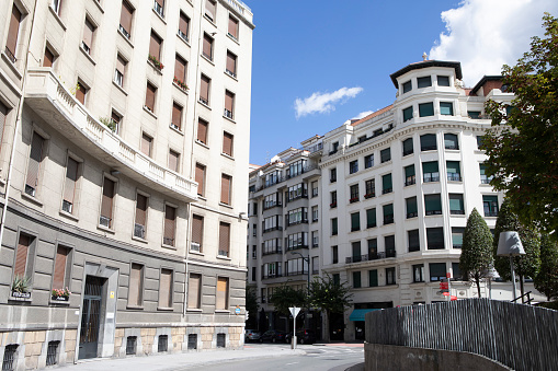 Streets and architecture in central Bilbao, Spain