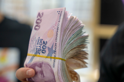 bundle of two hundred Turkish lira