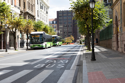 Streets and architecture in central Bilbao, Spain