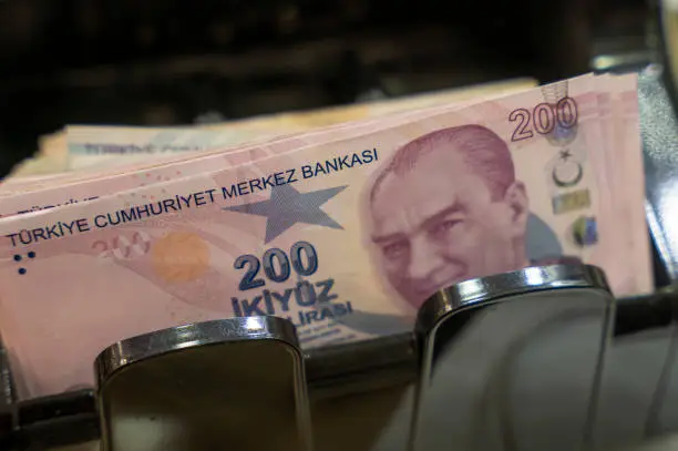Photo of bundle of two hundred Turkish lira