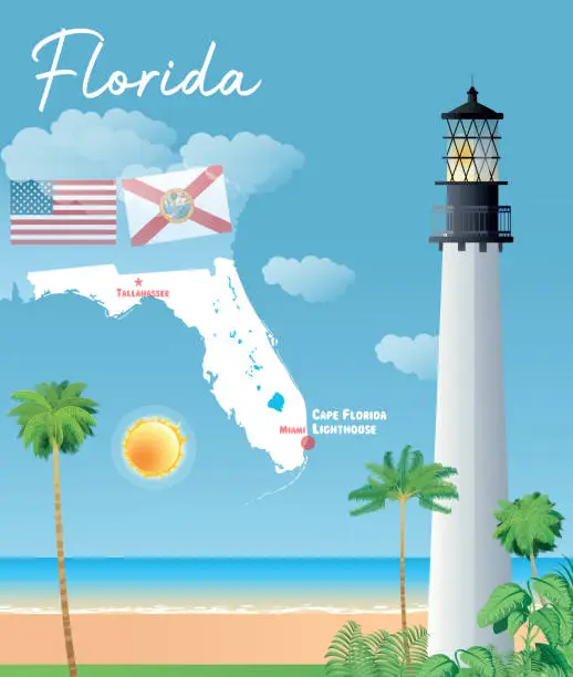 Vector illustration of Cape Florida Lighthouse