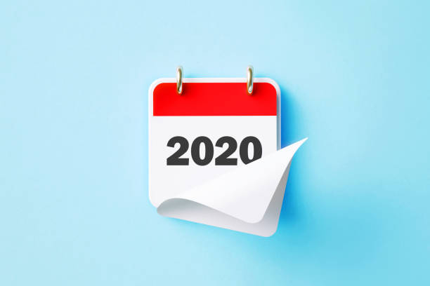 istock 2020 Written Red Calendar On Blue Background 1424030973