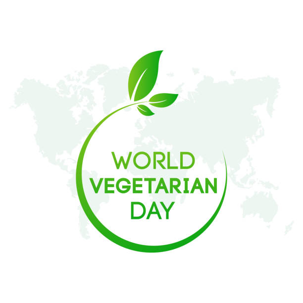 istock World vegetarian day for decoration and covering on the white background. October 1. Concept design for banner, poster, card with background. 1424031565