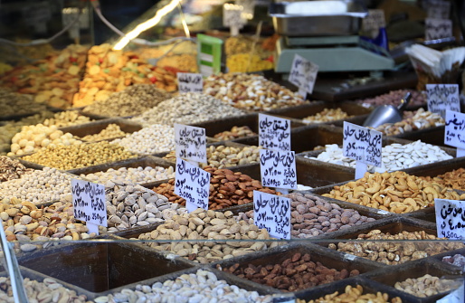 Dried fruits at the Spice Market in Amman, Jordan