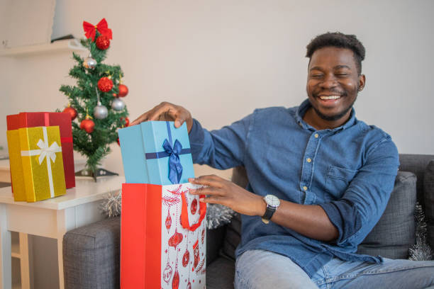 istock Happy man celebrating Christmas 1424042781