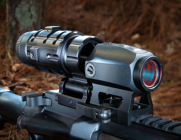 istock Magnifier and red dot sight on an AR-15 1424044680