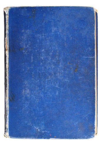 Vintage blank old book cover, blue, scuffed