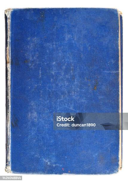 Vintage Blank Old Book Cover Blue Scuffed Stock Photo - Download Image Now - Book, Textured, Textured Effect