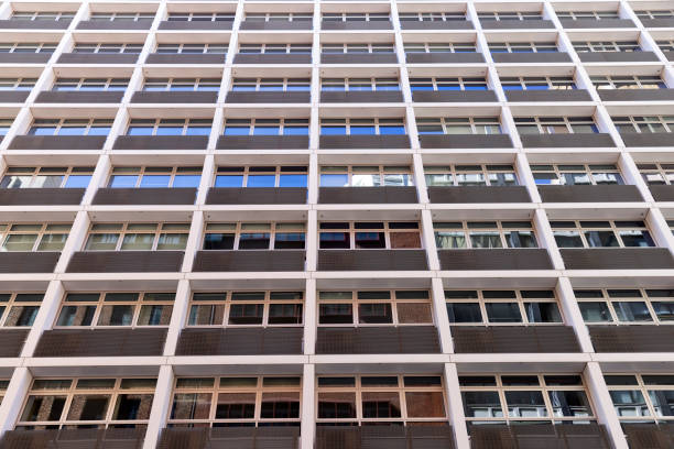 Low angle view of Apartment buildings, Sydney Australia, background with copy space, full frame horizontal composition