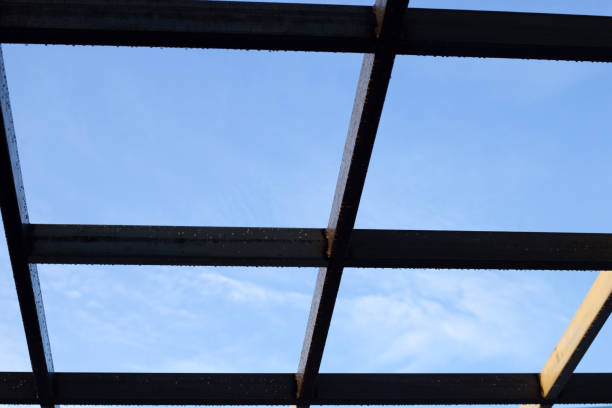 istock Steel roof structure. Build a room addition 1424054719