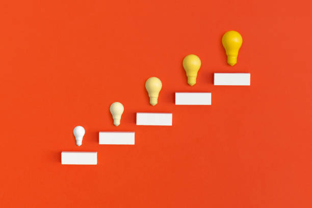istock Ladder career path for business growth success process. Inspiration and creative idea concept. 1424057479
